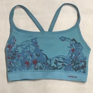 Patagonia Blue Print Y Back Sports Bra Large
